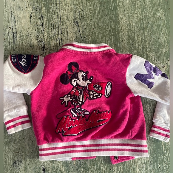 Disney Parks Pink Minnie Mouse Varsity style jacket. Size xxs (approx. 3-4t) - Picture 3 of 4